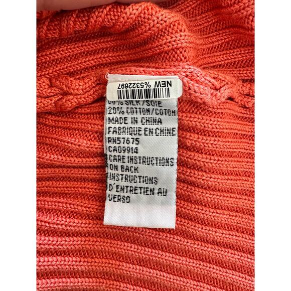 Vittadini Coral Cardigan Summer Sweater Cable Knit Silk/Cotton Blend - XL NWOT - Picture 5 of 5